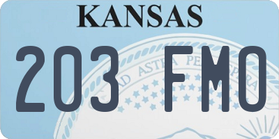 KS license plate 203FMO