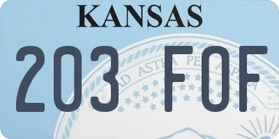 KS license plate 203FOF