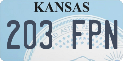 KS license plate 203FPN