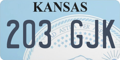 KS license plate 203GJK