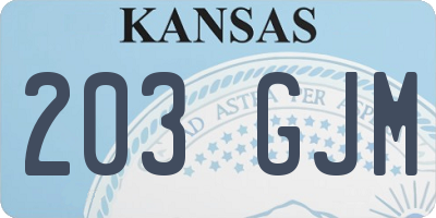 KS license plate 203GJM