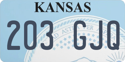 KS license plate 203GJQ