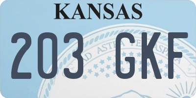 KS license plate 203GKF