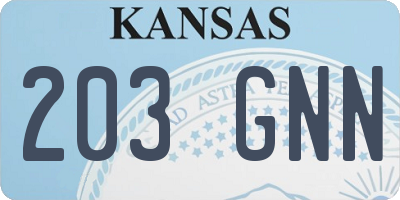 KS license plate 203GNN