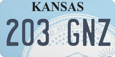 KS license plate 203GNZ