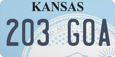 KS license plate 203GOA