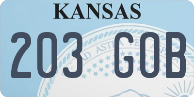KS license plate 203GOB