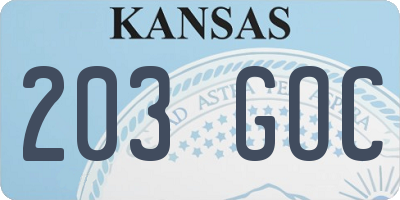 KS license plate 203GOC