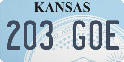 KS license plate 203GOE