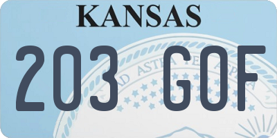 KS license plate 203GOF