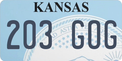KS license plate 203GOG