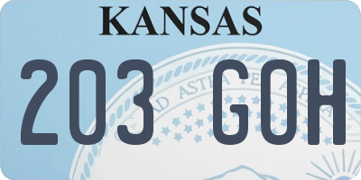 KS license plate 203GOH
