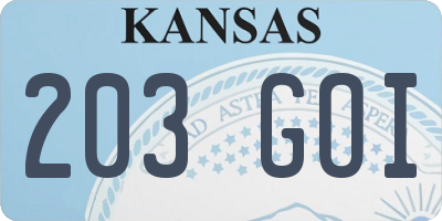 KS license plate 203GOI