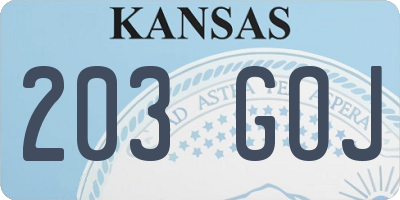 KS license plate 203GOJ