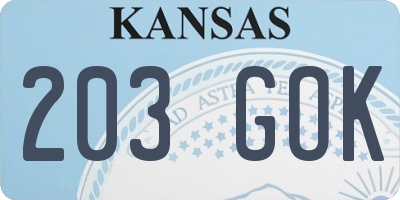 KS license plate 203GOK