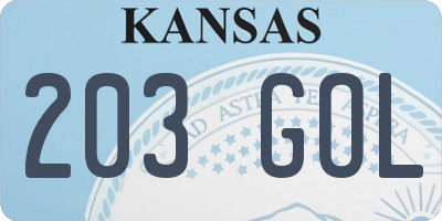 KS license plate 203GOL