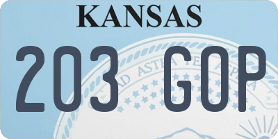 KS license plate 203GOP