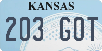 KS license plate 203GOT