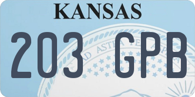 KS license plate 203GPB