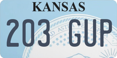 KS license plate 203GUP