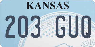 KS license plate 203GUQ