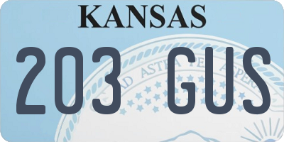 KS license plate 203GUS