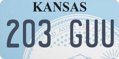 KS license plate 203GUU