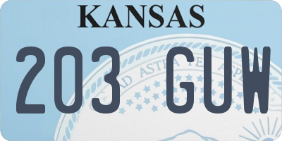 KS license plate 203GUW