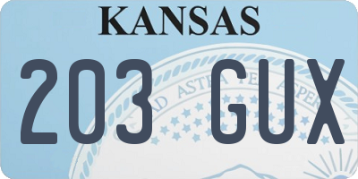 KS license plate 203GUX