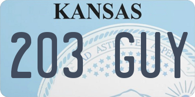 KS license plate 203GUY
