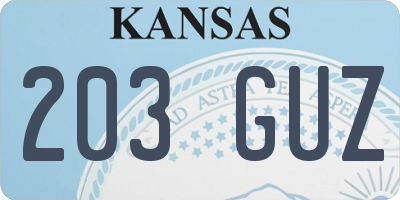 KS license plate 203GUZ