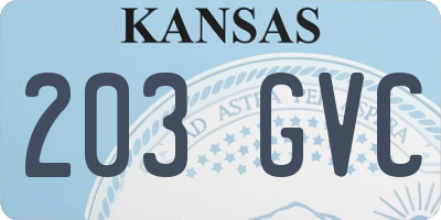 KS license plate 203GVC
