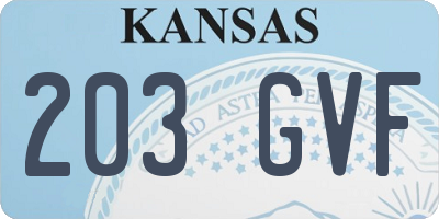KS license plate 203GVF