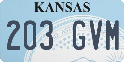 KS license plate 203GVM