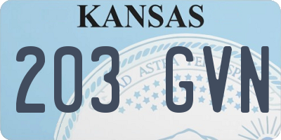 KS license plate 203GVN