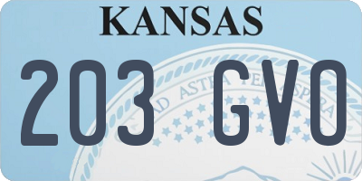 KS license plate 203GVO