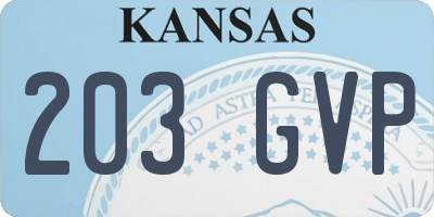KS license plate 203GVP