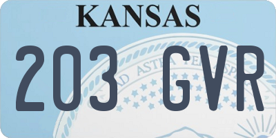 KS license plate 203GVR