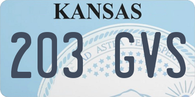KS license plate 203GVS