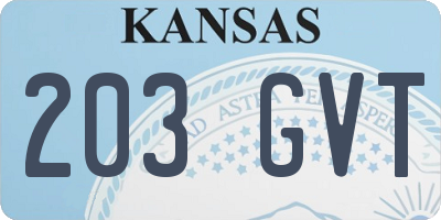 KS license plate 203GVT