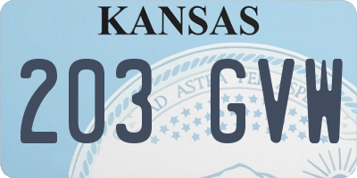 KS license plate 203GVW