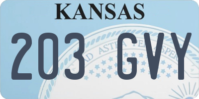 KS license plate 203GVY