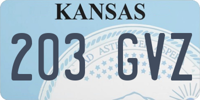KS license plate 203GVZ