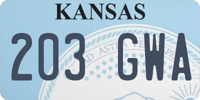 KS license plate 203GWA