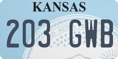 KS license plate 203GWB