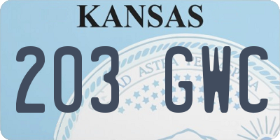 KS license plate 203GWC