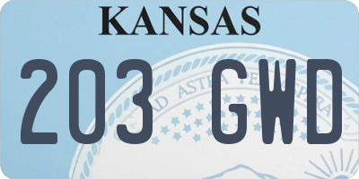 KS license plate 203GWD