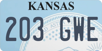 KS license plate 203GWE