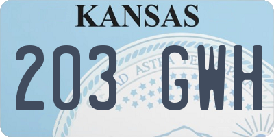 KS license plate 203GWH