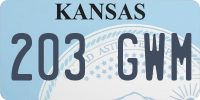 KS license plate 203GWM